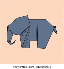 Elephant animals origami flat design. illustration set. Cartoon of folding paper collection. Vector illustration.