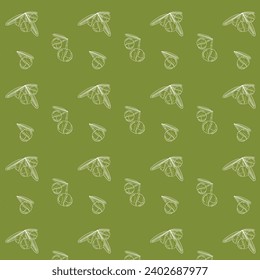 Elephant Apple pattern seamless for fruit juice, jelly, jam, herbs, and pickle packaging design. Fruit known as Chalta of South East Asia or (Dillenia indica) scientific name is sweet and sour fruit.