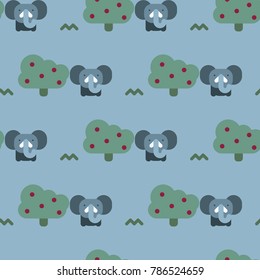 elephant and apple tree pattern.vector illustration. 