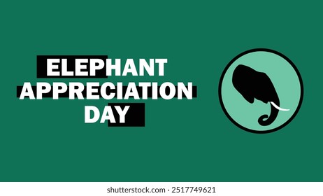 Elephant Appreciation Day banner design with geometric shapes and vibrant colors on a horizontal background.