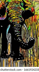 ELEPHANT, ART ABSTRACT, COLORFUL, FOR YOUR DESIGN.
