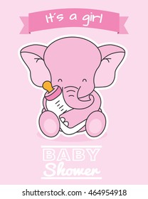 Elephant with baby bottle. baby girl