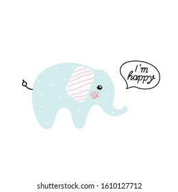 Elephant baby cute print set. Cartoon. Scandinavian style. Doodle. African animal illustration for poster, fabric, textile, nursery decoration, nursery t-shirt, kids apparel. Vector. 