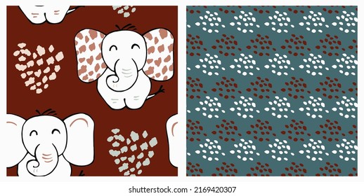 Elephant baby cute summer seamless pattern. Sweet african animal print.