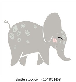 Elephant baby girl cute print. Sweet zoo. Cool african animal illustration for nursery t-shirt, kids apparel, party and baby shower invitation. Simple child design. Summer time