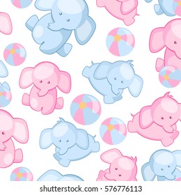 Elephant baby seamless pattern. Vertical Brick tile, offset 1/2