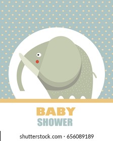 Elephant. Baby shower invitation card.