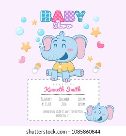 Elephant baby Shower Theme Invitation Template