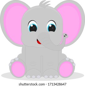elephant baby vector cute big ears 