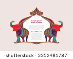 Elephant badge, card in Indian art style 7