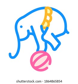 elephant balancing on ball color icon vector. elephant balancing on ball sign. isolated symbol illustration