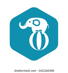 Elephant balancing on a ball icon in simple style on a white background vector illustration