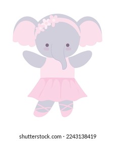 elephant ballerina in ballet tutu icon isolated