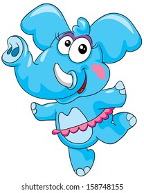 elephant ballerina on a white background, vector illustration