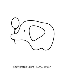 Elephant with balloon line icon. Line elephant vector. 