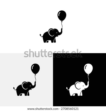 elephant with balloon  logo vector icon illustration