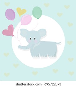 Elephant and balloons cartoon childhood style vectors
