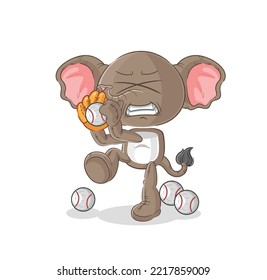 the elephant baseball pitcher cartoon. cartoon mascot vector