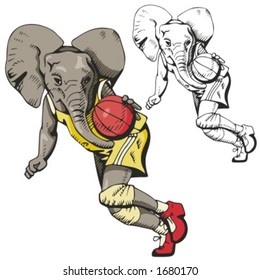 Elephant Basketball Mascot for sport teams. Ready for vinyl cutting.