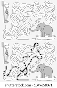 Maíz de baño elefante para niños con solución en blanco y negro