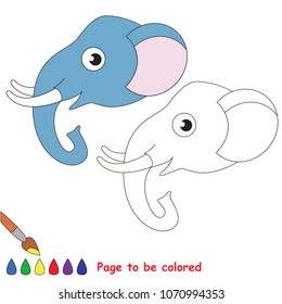 Elephant to be colored, the coloring book for preschool kids with easy educational gaming level.