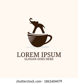 Diseño del logo del Elephant Big coffee, inspiración vectorial, patrón del logo de comida y bebida
