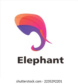 elephant big head logo colorfull ilustration