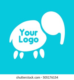 Elephant big Logo vector Illustration. Minimalistic elephant logo on blue background.