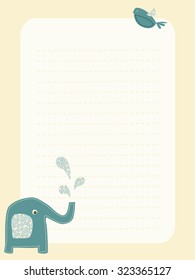 Elephant and bird lined stationery