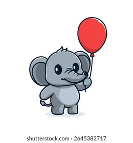 elephant and birthday balloon cartoon