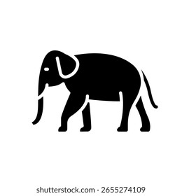 Icono plano negro elefante para proyectos digitales e impresos. Animales asiáticos. Iconos limpios mínimos para App y Sitios web. Iconos modernos y sencillos para UI UX y branding
