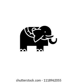 Elephant black icon concept. Elephant flat  vector symbol, sign, illustration.