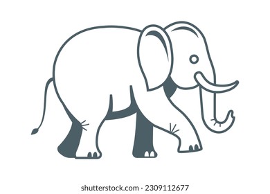 icono de elefante negro aislado en fondo blanco. ilustración vectorial plana.
