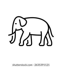 Elephant black line icon for digital and print projects. Asian animals. Minimal clean icons for apps and websites. Modern simple icons for UI UX and branding