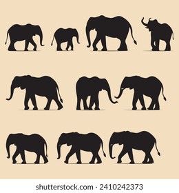 Elephant black silhouette clip art vector