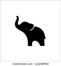 elephant black silhouette isolated on white background, abstract art illustration