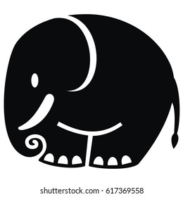elephant, black silhouette, vector icon