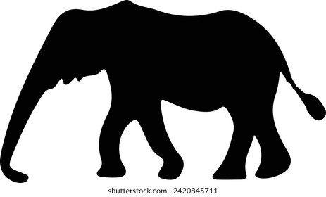 Elephant Black Silhouette White Background Vector Isolated Illustration