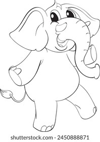 Elephant Black and White Illustration