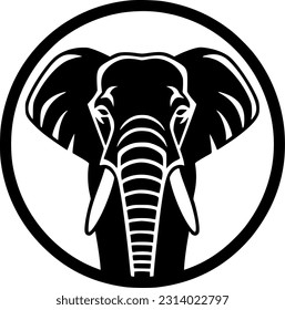 Elephant - Black and White Isolated Icon - Vector illustration