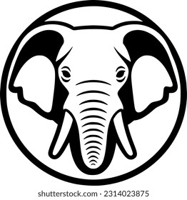 Elephant - Black and White Isolated Icon - Vector illustration