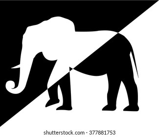 Elephant. Black and white logo.