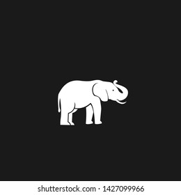 elephant black white logo icon design vector illustration