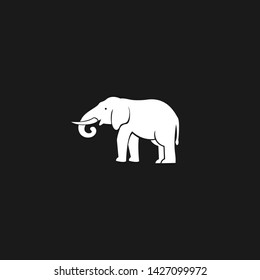 elephant black white logo icon design vector illustration