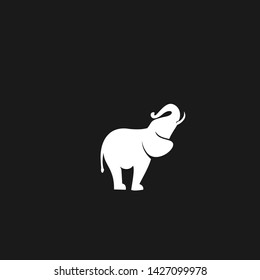 elephant black white logo icon design vector illustration