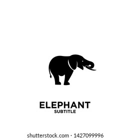 elephant black white logo icon design vector illustration