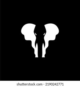 elephant black white silhouette isolated on white background, abstract art illustration