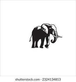 elephant black and white vector illustration 