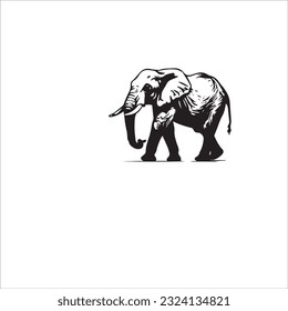 elephant black and white vector illustration 