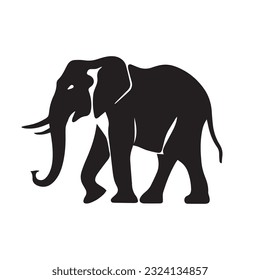 ilustración elefante vectorial en blanco y negro 